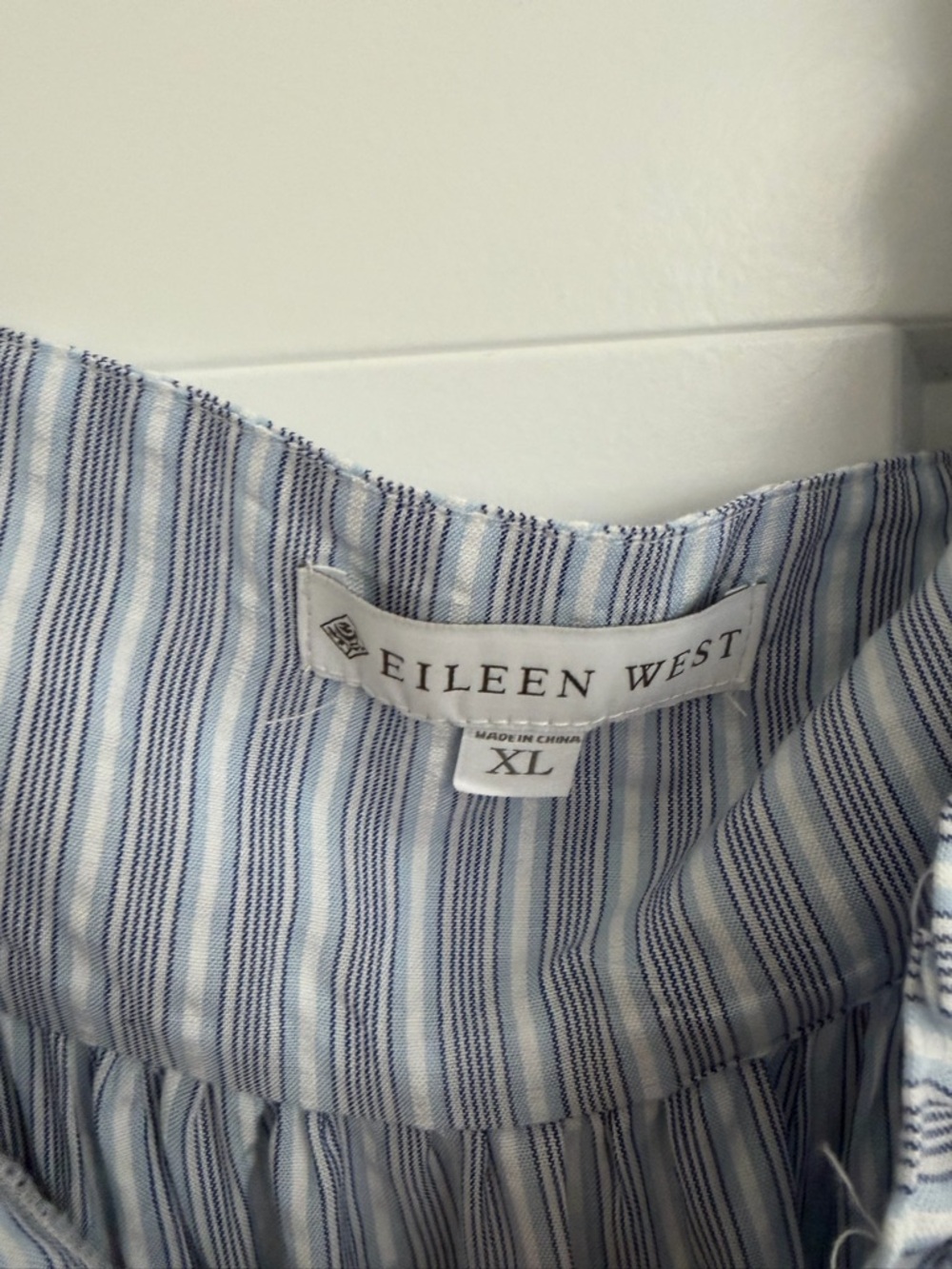 NWT Eileen West Nightgown XL Blue Stripe Sleeveless Lace Trim Cottagecore - Picture 4 of 10